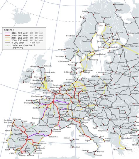 Map Of High Speed Rail Network In Europe 2022 Maps On The Web