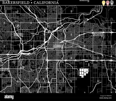 Simple Map Of Bakersfield California Usa Black And White Version For Clean Backgrounds And