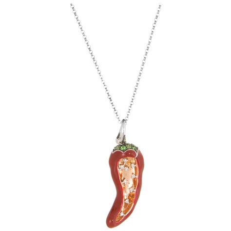Red Hot Chili Pepper Necklace Diamond Tsavorite Garnet Enamel 14 Karat Gold At 1stdibs Gold