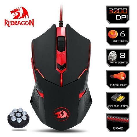 Mouse Gamer Redragon Centrophorus 2 M601 Rgb 7200dpi Pesas