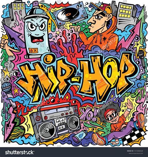 Vector HipHop Graffiti Doodle Art Illustration Urban Cartoon Characters