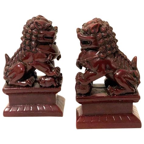 Unique Pair Of Decorative Mini Foo Dogs Sculptures Bookends For Sale At