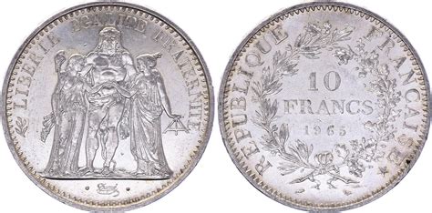 Coin France 10 Francs Hercules 1965 Silver