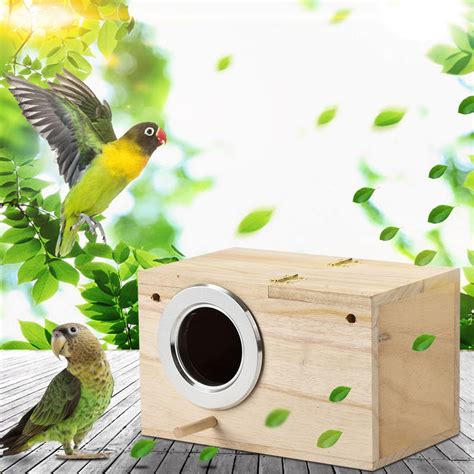 Wooden Parakeet Nesting Box Budgie Bird House Natural Wood Etsy