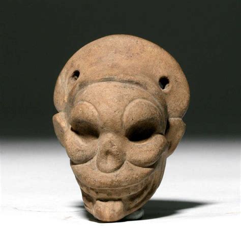 Mayan Terracotta Applique In Shape Of Human Skull