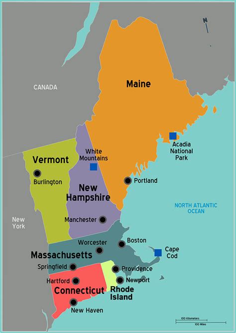 Road Map New England States Secretmuseum