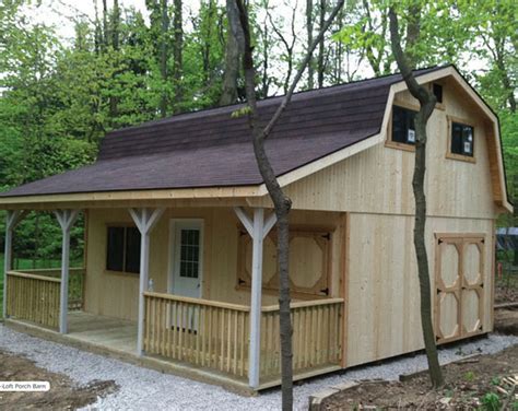 The mini barn and the 6 foot wall barn. Special Hi Loft Porch Barn - Amish Oak Furniture ...