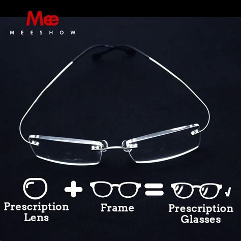 meeshow brand design rimless glasses 100 pure titanium glasses optical frame with case