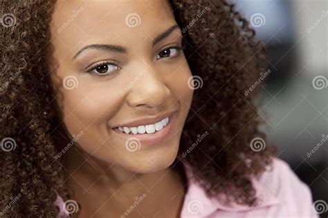Beautiful Smiling Mixed Race African American Girl Stock Photo Image