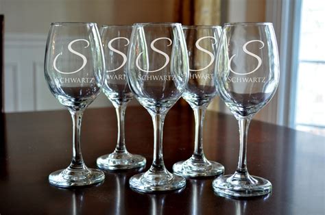 Personalized Wine Glasses Engraved Monogram Wine Glasses Etsy
