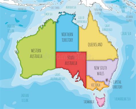 Vector Illustrated Map Of Australia With Regions And Administrative