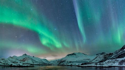 Northern Lights Polar Light Or Aurora Borealis Over