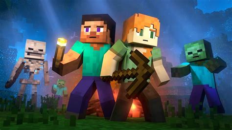 Alex Et Steve Tentent De Survivre à Leur Première Nuit Dans Minecraft