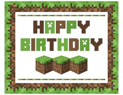 Minecraft Birthday Card Minecraft Birthday Birthday Card Printable