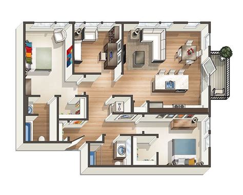 2 X 2 Den Floor Plan 6 Apartment Floor Plans 2 Bedroom Apartment