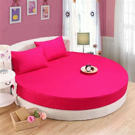 Ruoyilan 3 Pcs 100 Cotton Round Bed Sheet Solid Color Round Fitted