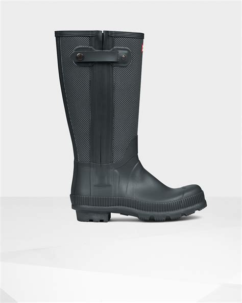 Hunter Mens Original Technical Tall Rain Boots In Slate Gray For Men