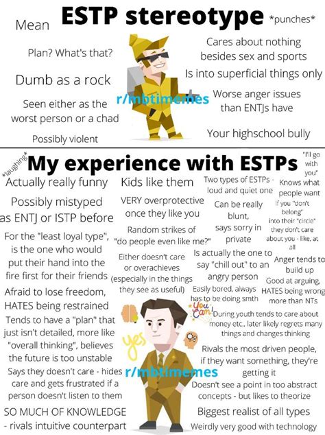 Estp Stereotype Vs My Experience With Estps In Mbti Personality Mbti Estp