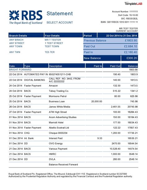 35 Editable Bank Statement Templates Free Templatelab