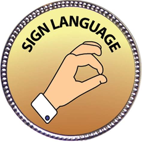 Sign Language Award 1 Inch Dia Silver Pin Special Knowledge
