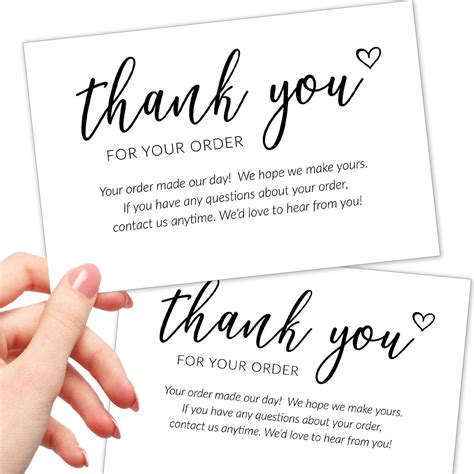 50 Extra Large Thank You For Your Order Cards 4x6 Bulk Package
