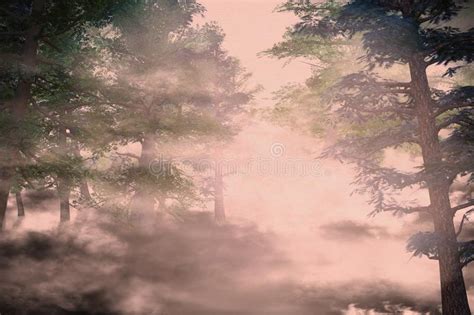 Misty Forest Stock Illustration Illustration Of Landscape 34614454