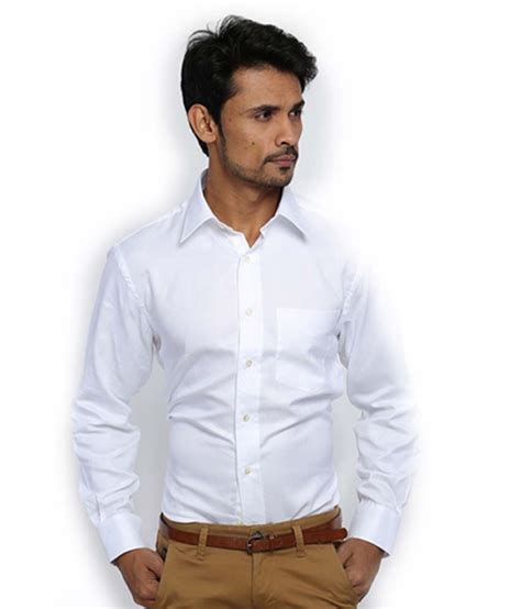 Zodiac White 100 Percent Cotton Full Sleeves Formal Shirt For Men - Buy 