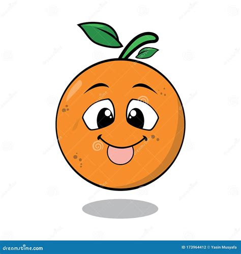 Happy Cartoon Cute Smiling Orange Fruit Character Isolated On White