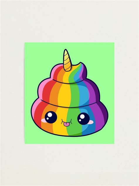 Chibi Rainbow Unicorn Poop Emoji Photographic Print By Chibilove