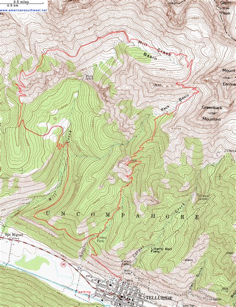 Topographic Map Of The Sneffels Highline Trail San Juan Mountains