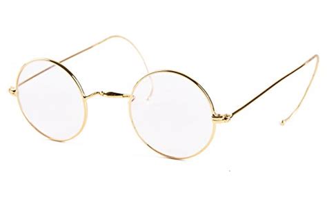 Agstum Retro Small Round Optical Rare Wire Rim Eyeglasses Frame Gold