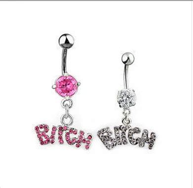 Wholesale Pcs Mixed Steel Surgical Pink White Rhinestone Letter Bitch