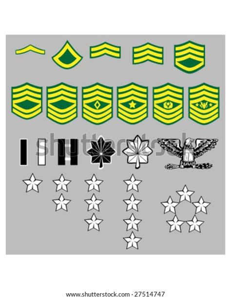 Us Army Rank Insignia Officers Enlisted Stock Vector Royalty Free
