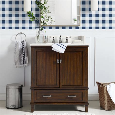 Dhp Otum 30 Inch Bathroom Vanity With Sink Dark Walnut Wood Home