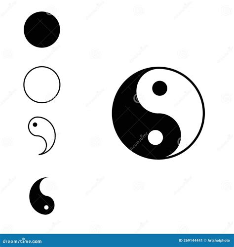 Yin And Yang Together And Separate Symbols On White Background Stock