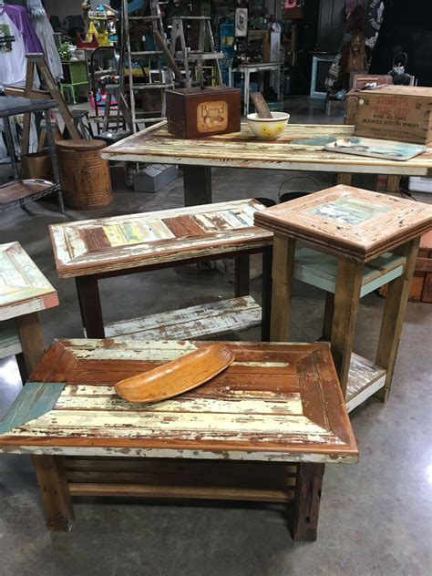 Tables Made From Reclaimed Wood Out Of Historic Galveston Texas At Junk