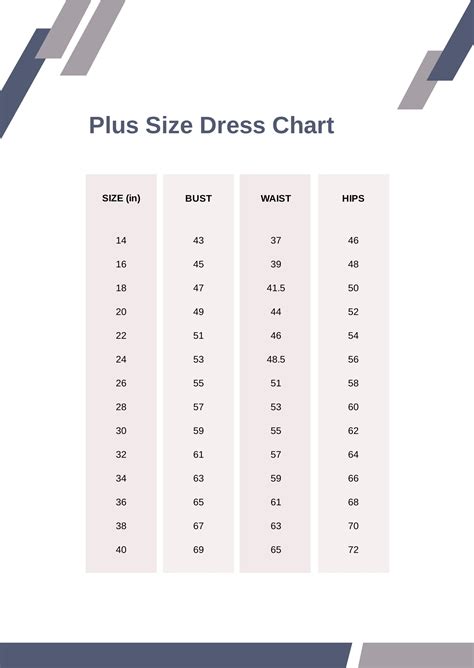Free Dress Size Chart Womens Download In Pdf
