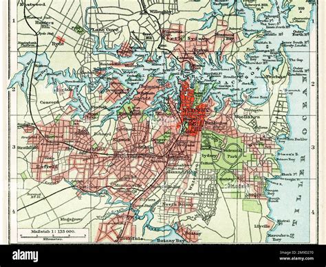 Map Of Sydney Australia And Suburbs Stock Photo Alamy