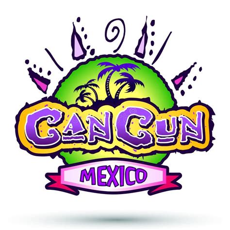 Cancun Mexico Emblem Emblem Vektor Illustrationer Illustration Av