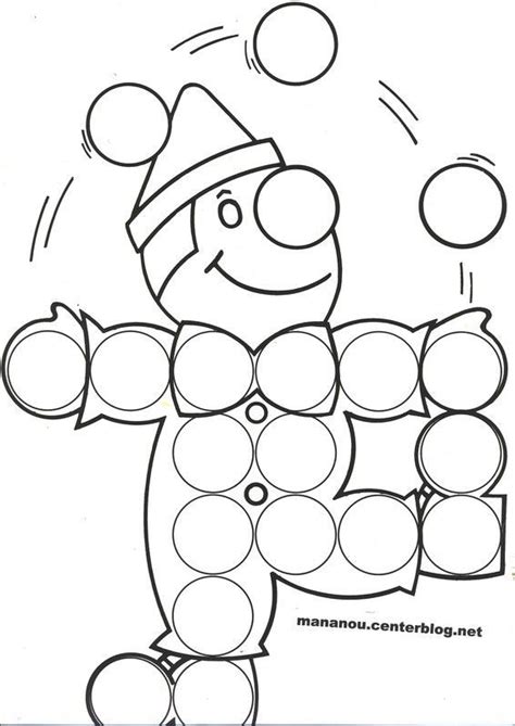 Coloriage à gommettes le clown dessiné par nounoudunord. activites gommette