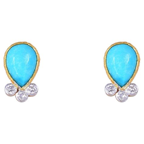 Diamond Turquoise Pendant Earrings For Sale At Stdibs