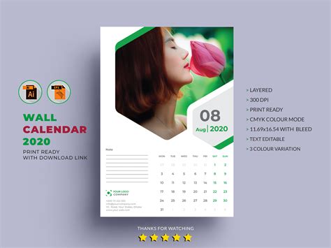 12 Pagescover Wall Calendar Template 2020 By Mspartan On Dribbble