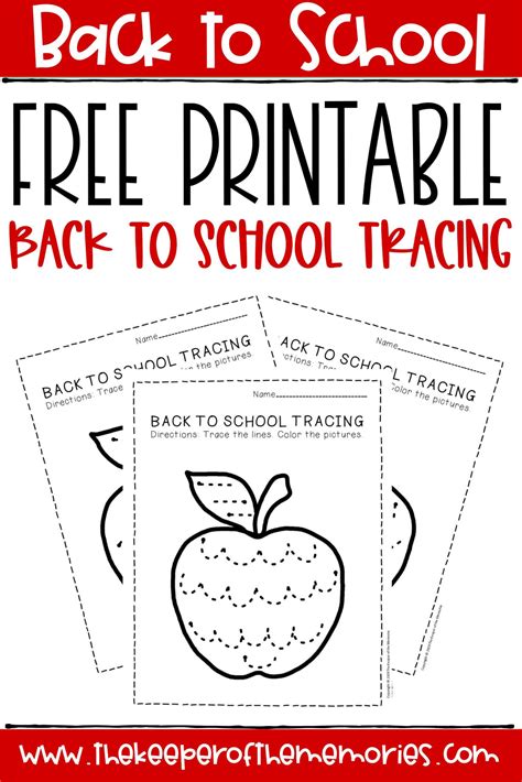 Free Printable Tracing Back To School Preschool Worksheets The Keeper