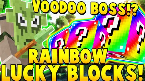 Rainbow Lucky Block Mod Vs Voodoo Boss Mod Minecraft Mod Showcase