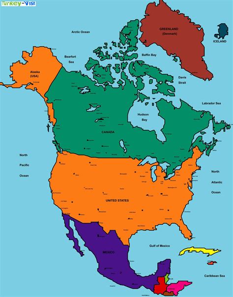 Physical Map Of North America Guide Of The World