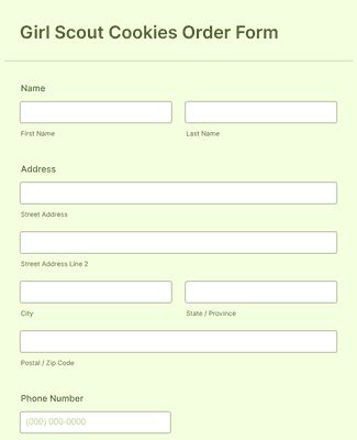 Girl Scout Cookies Order Form Template Jotform