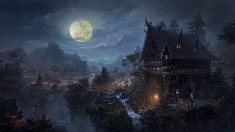 Gothic Castle Moon Gothic Town Castle Light Hd Wallpaper Peakpx