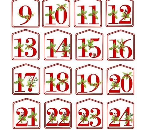 Christmas Countdown Numbers Advent Calendar Numbers Printable Pdf Calnda