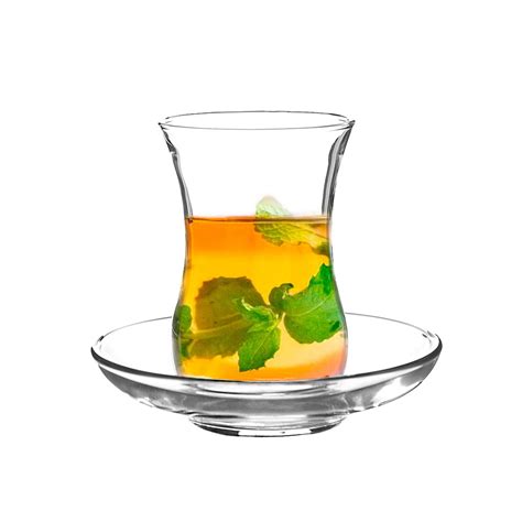 Buy Rink Drink 12pc Klasik Turkish Tea Glasses Saucers Set Tulip