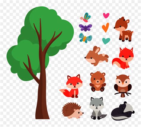 Cheerful Forest Animals Wild Animal Sticker Cartoon Woodland Baby